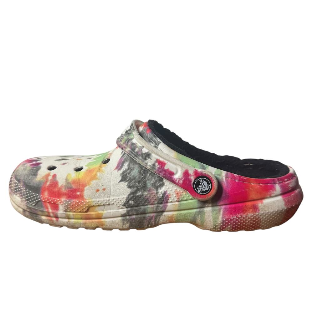 Crocs Clog Unisex M7/W9 Classic Rainbow Festival Lined Clogs in Blotched Tie Dye
